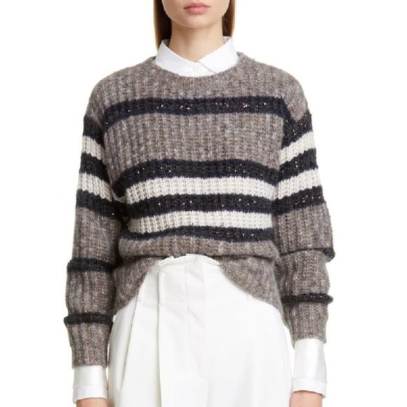 BRUNELLO CUCINELLI Sequin Stripe Sweater - Picture 1 of 15